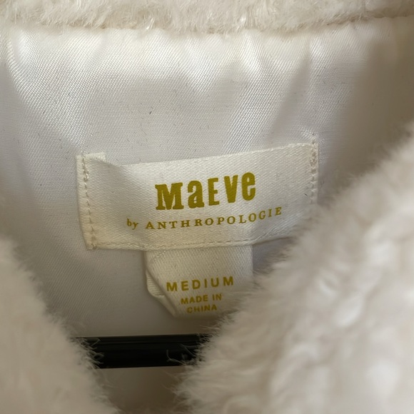 Anthropologie Maeve Cinch Waist Fur Faux Leather Jacket Size medium white - Picture 5 of 7